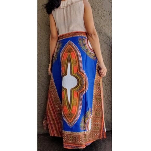 Ethnic African Print Wrap Maxi Skirt Free size - Picture 2 of 2